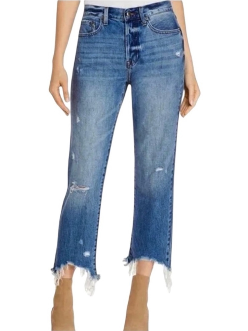 Pistola Distressed High Rise Straight Button Fly High Rise Jeans Size 25